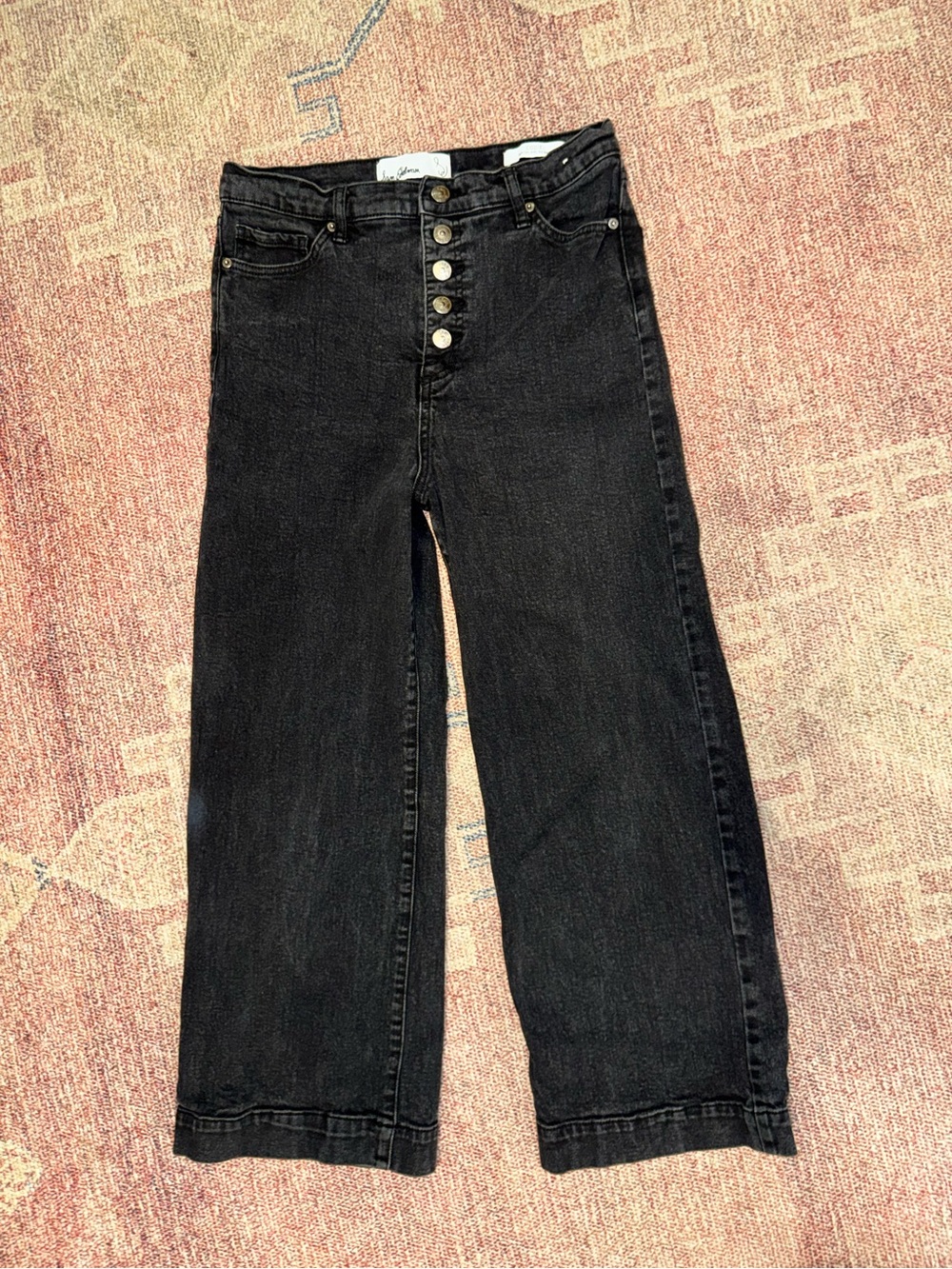 Sam Edelman Codi high rise button fly wide leg ankle jeans black vintage wash 30